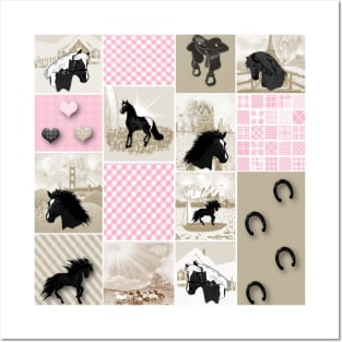 Horse Lovers Patchwork Pattern Posters and Art